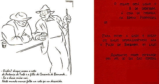 Convites e menús de voda en galego