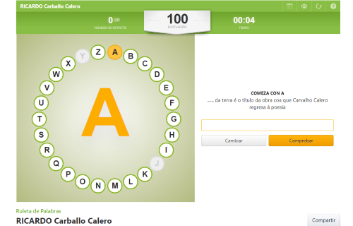 Imaxe Ruleta de preguntas sobre Ricardo Carvalho Calero