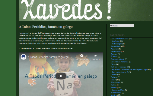 A táboa periódica, tamén en galego