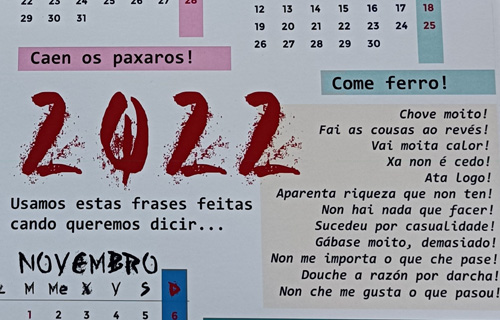 Calendario 2022 con frases feitas
