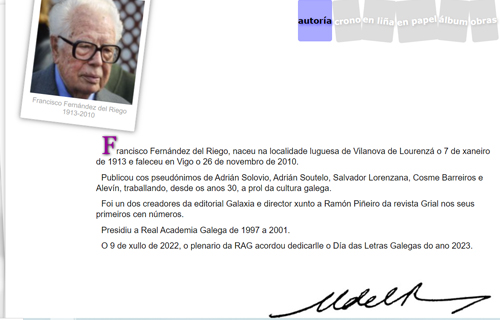 Imaxe Letras Galegas 2023 (Francisco Fernández del Riego)