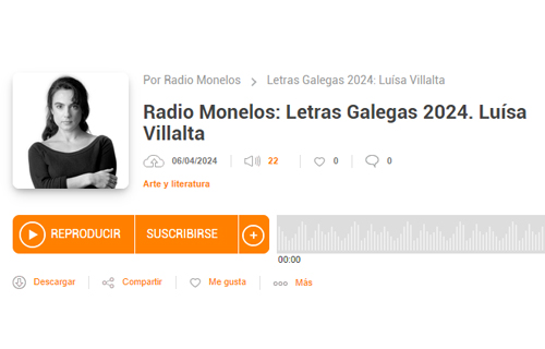 Imaxe Letras Galegas 2024 - Luísa Villalta