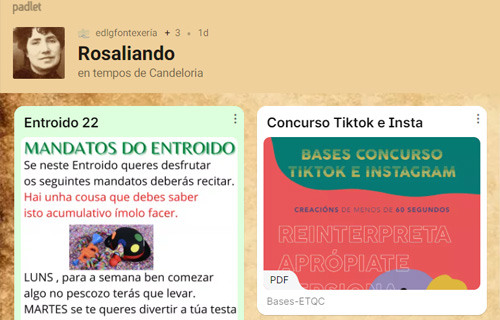 Rosaliando en tempos da Candeloria (Padlet)