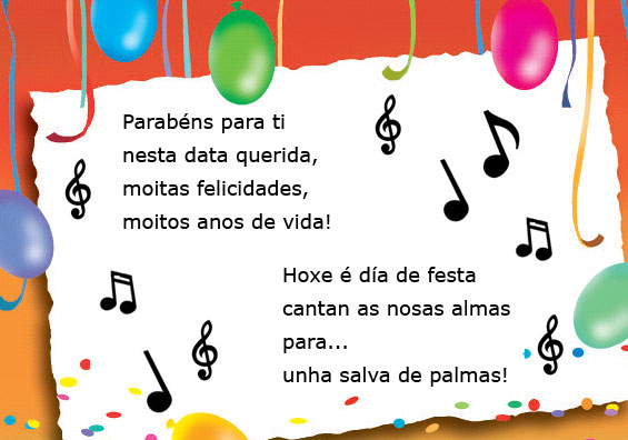 Letra dunha canción de aniversario