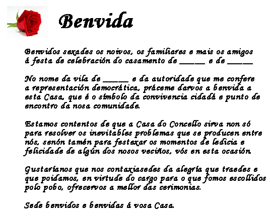 Benvida do casamento civil