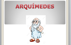 Biografía e principio de Arquímedes en pictogramas