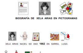 Biografía de Xela Arias en pictogramas